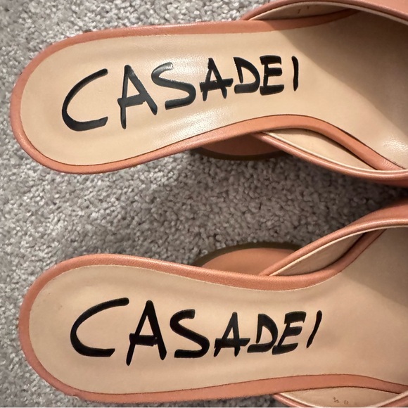 Casadei Blade 100 Leather Sculptural Heel Sandals Nude Peach Size 38.5 - Picture 6 of 8